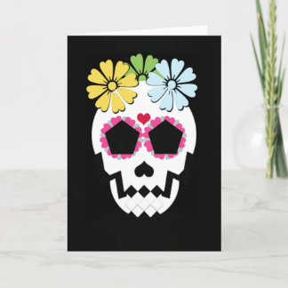Crâne avec carte de voeux Fleurs