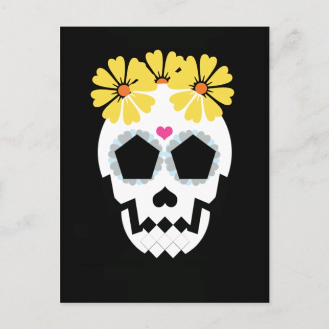 Crâne avec carte postale Fleurs (Devant)