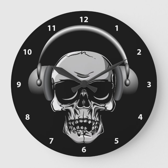 Crâne avec casque et lunettes de soleil Horloge (Recto)