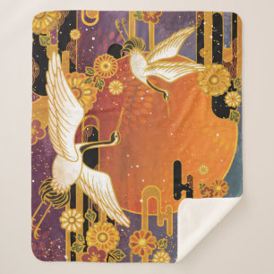 Crane Bird Chrysanthemum Japanisches Muster Sherpadecke