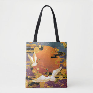 Crane Bird Chrysanthemum Japanisches Muster Tasche