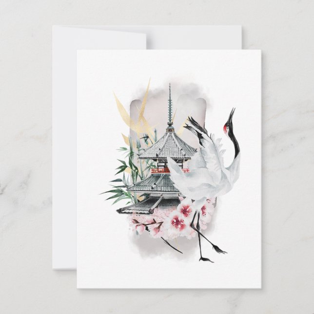 Crane Bird Japanische Artwork (Vorderseite)