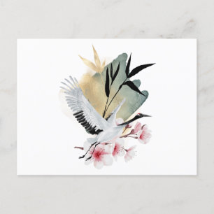 Crane Bird Japanische Artwork Einladungspostkarte