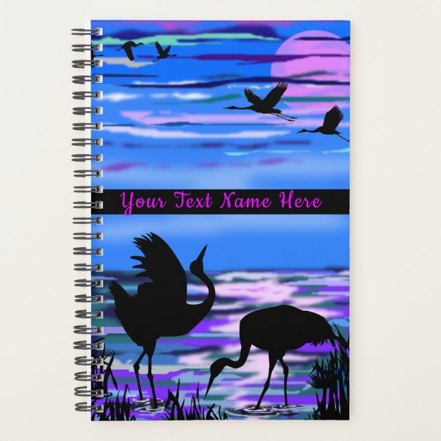 Crane Birds Sunset Lake Planner mit benutzerdefini Planer (Vorderseite)