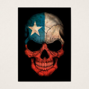 Crâne chilien de drapeau sur le noir