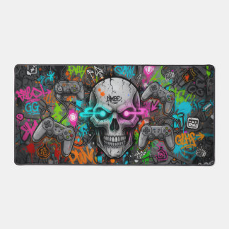 Crâne Cyber-Graffiti et Manettes Néon (tapis souri Schreibtischunterlage