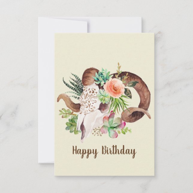 Crâne de bélier et carte d'anniversaire personnali (Devant)