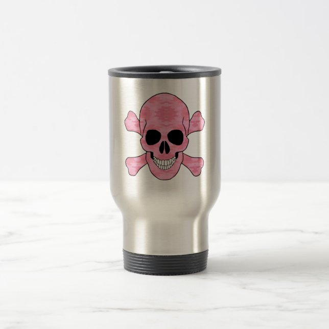 Crâne De Camouflage Rose Et Crossbones Voyage Mug (Centre)
