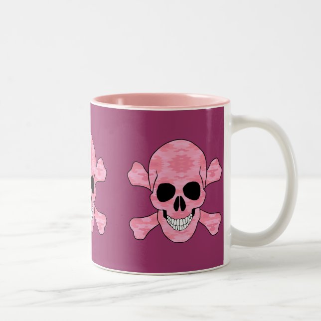 Crâne De Camouflage Rose Et Mug De Crossbones (Droit)