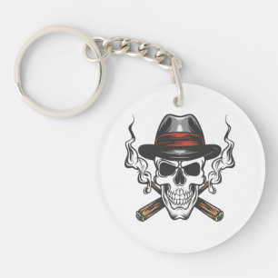 Crâne de gangster avec chapeau fedora
