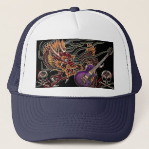 Crâne de guitare de dragon chinois et casquette