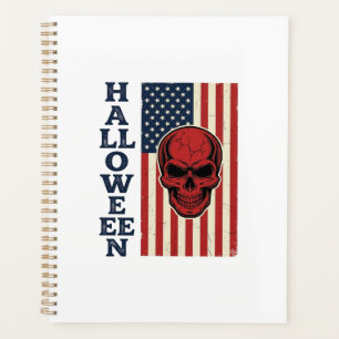 Crâne de Halloween Patriotique Vintage Drapeau Épo