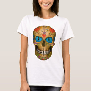 Crâne de sucre bleu teint Zombie T-shirt mort-viva