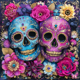 Crâne de sucre Calavera Jour des morts carreau en