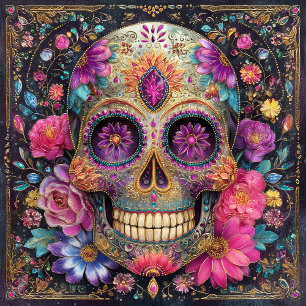 Crâne de sucre Calavera Jour des morts carreau en