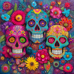 Crâne de sucre Calavera Jour des morts carreau en