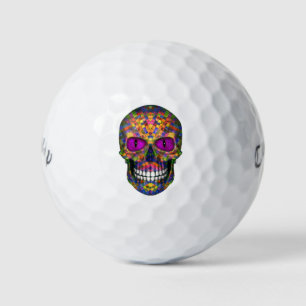 Crâne de sucre en mosaïque violet balles de gol