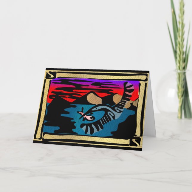 Crane digitale Holzschnitttkarte Karte (Vorderseite)