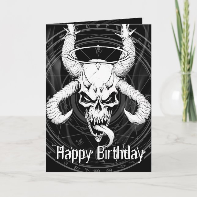 Crâne divin de la mort Carte d'anniversaire noire (Devant)