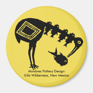 Crane Eating Fish - Mimbres Potteric Design Magnet