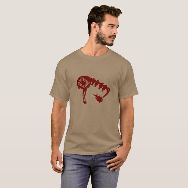 Crane Eating Fish - Mimbres Potteric Design T-Shirt (Vorne ganz)