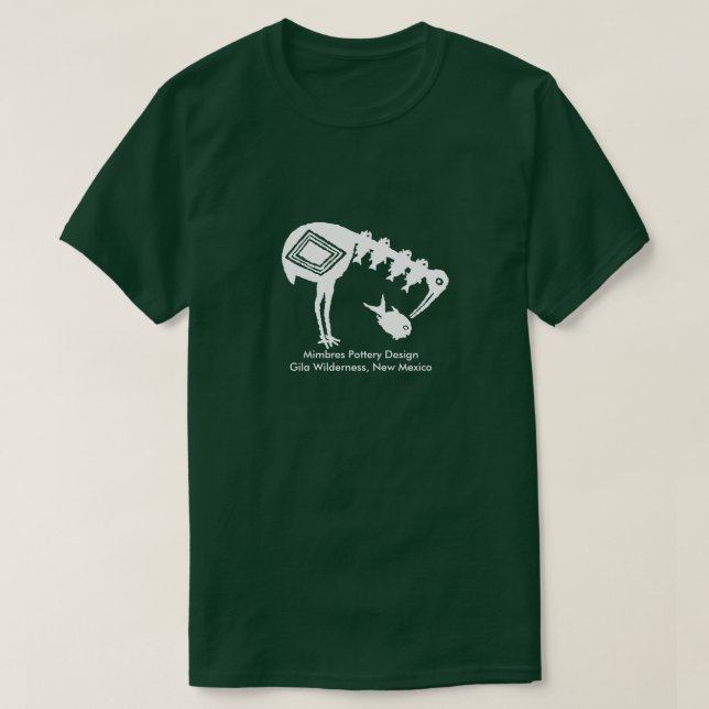 Crane Eating Fish - Mimbres Potteric Design T-Shirt (Design vorne)