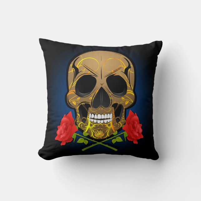 Crâne effrayant et coussin rose. (Recto)