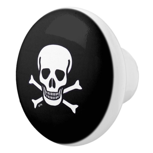 Crâne en os Bouton en céramique noir (Droite)