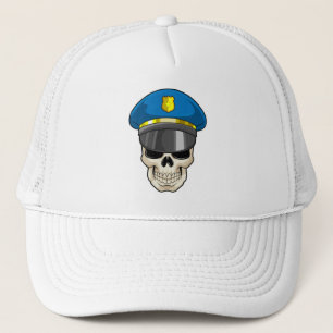Crâne en tant qu'officier de police avec casquette
