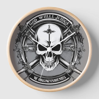 Crâne et armes croisées Horloge gothique murale -