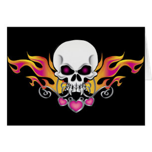 Crâne et coeurs flamboyants