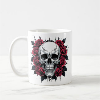 Crâne et Mug gothique Rose | Squelette floral fonc
