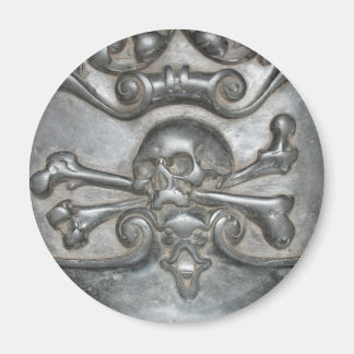 Crâne et os en marbre noir Aimants frigo