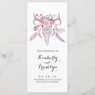 crâne floral boho aquarelle programmes de mariage