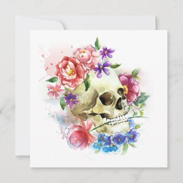 Crâne floral Dia de los Muertos | Invitation du pa (Devant)