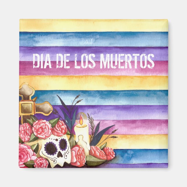 Crâne floral Dia de los Muertos | Magnet (Devant)