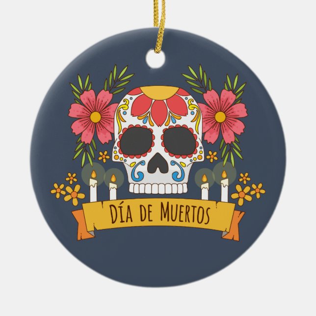 Crâne floral Dia de los Muertos | Ornement (Devant)