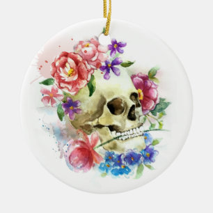 Crâne floral Dia de los Muertos   Ornement
