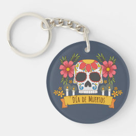 Crâne floral Dia de los Muertos | Porte-clé