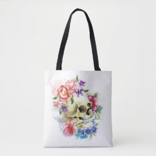 Crâne floral Dia de los Muertos   Sac fourre-tout