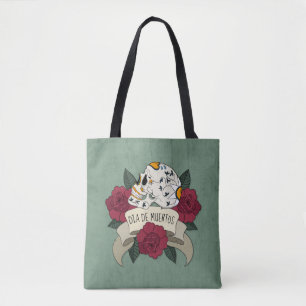 Crâne floral Dia de los Muertos   Sac fourre-tout