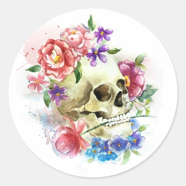 Crâne floral Dia de los Muertos | Sticker (Devant)
