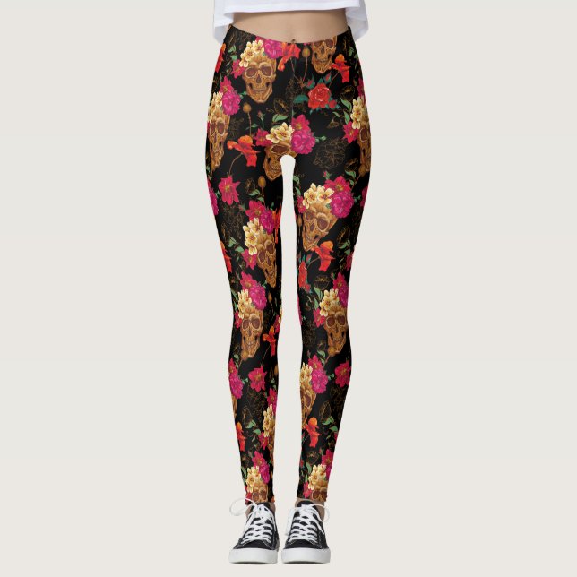 crâne floral leggings (Devant)