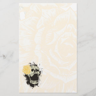 crâne gothique cool et papeterie rose jaune