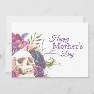 Crâne gothique et carte de fête des mères Roses