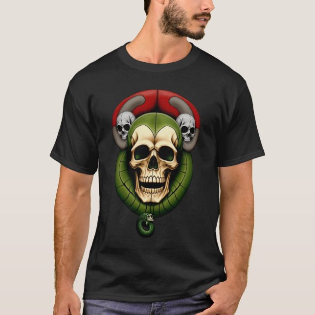 Crâne gothique et serpent T-shirt noir basique (Devant)