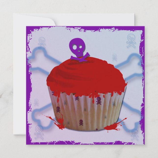 Crâne Grunge Cupcake Cartes pour notes (Devant)