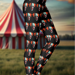 Crâne Halloween Clown Motif Leggings noirs