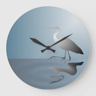 Crane in Lake Wall Clock Große Wanduhr