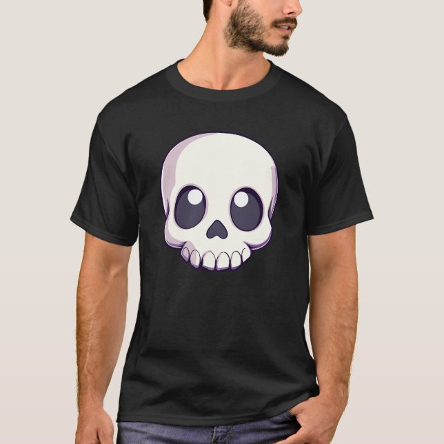Crâne mignon masculin Kawaii Goth T-shirt Hallowee (Devant)